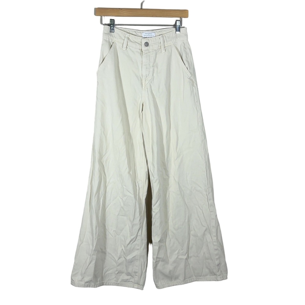 Banana Republic Ultra High-Rise Wide Leg Solid Denim Pants Ecru Size 25/0